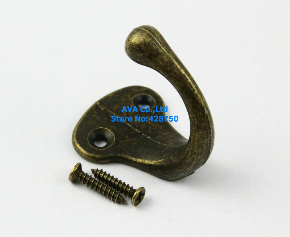 

20 Pieces Wall Hook Hat Coat Robe Hooks / Antique Brass 31x33x39mm