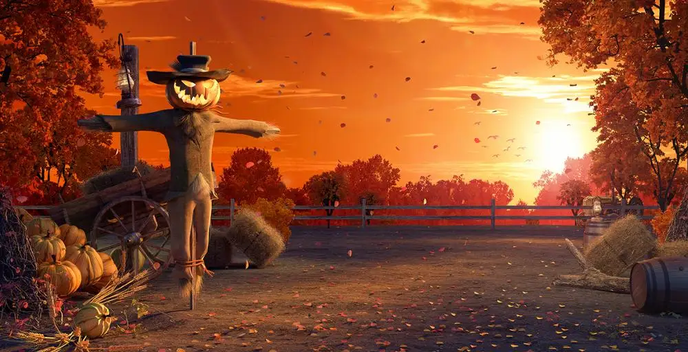 Capisco هالوين الفينيل التصوير خلفية اليقطين فزاعة الخريف يترك صورة خلفية استوديو الدعامة مخصصة