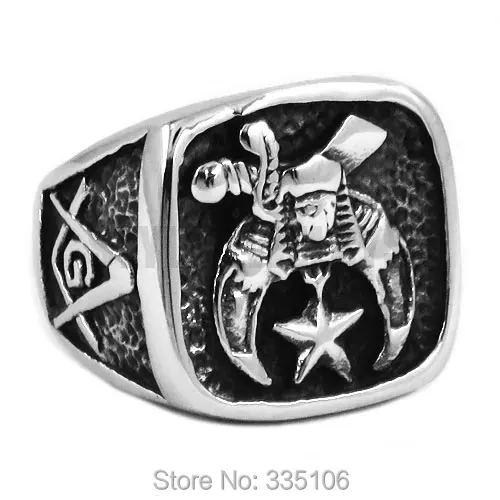 Classic Shriner Masonic Biker Ring Stainless Steel Freemasonry Skull Moon Star Motor Biker Men Jewelry Wholesale SWR0409A