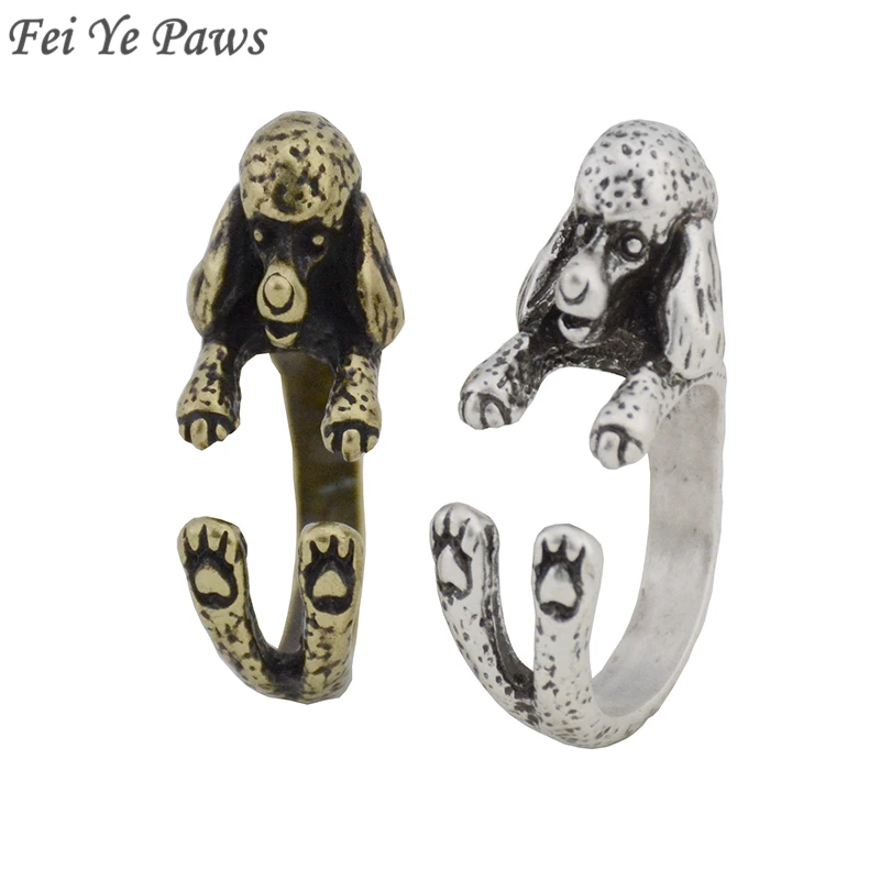 Retro Punk French Poodle Puppy Dog Wrap Rings For Women Anel Cute Retro Dog Animal Metal Ring Men Pet Friends lover Ring Party