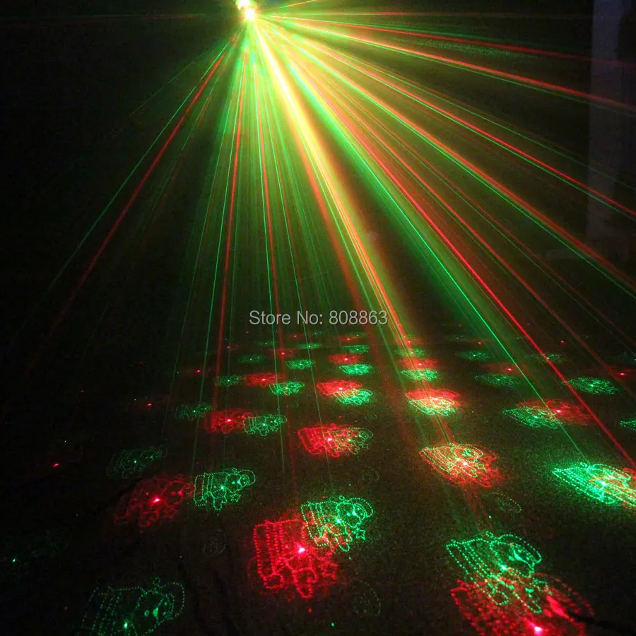 Mini R&G Laser 6 Christmas Patterns projector Club Bar lighting Dance Disco home party Xmas DJ Stage Light show N75Y6+ Tripod