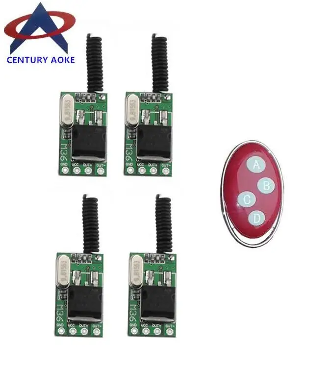 

Mini remote control switch silent DC 7V 9V 10V 12V 24V 36V DC7-36V 4 receiver + 1 transmitter Lantern light ribbon