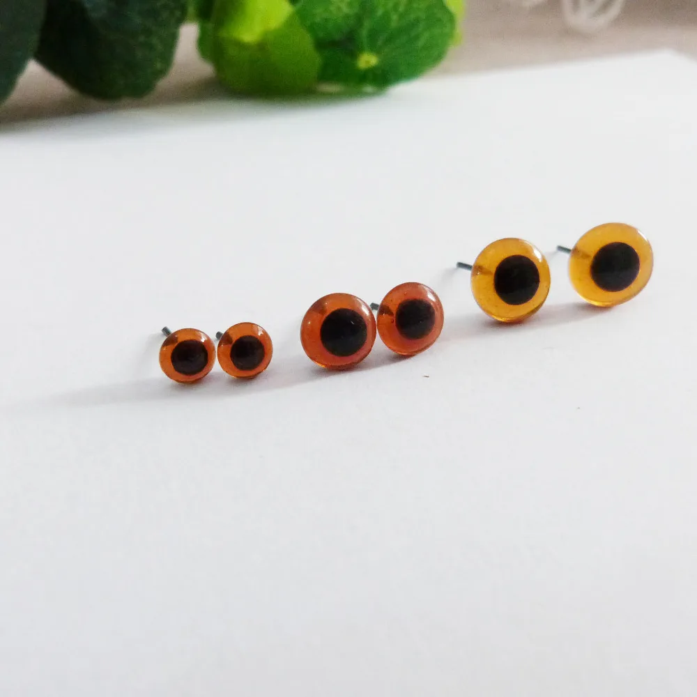 

50pcs/lot new arrvial 3/4/5/6/7/8/9/10/11/12mm coffee color glass toy eyes with pin for diy handcraft maerials--size option