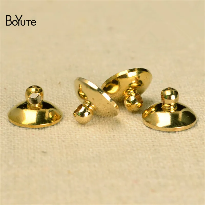 BoYuTe (100 Pieces/Lot) 8*6MM 10*6MM Pearl End Cap Clasp Metal Brass Loose Bead Connector DIY Jewelry Accessories