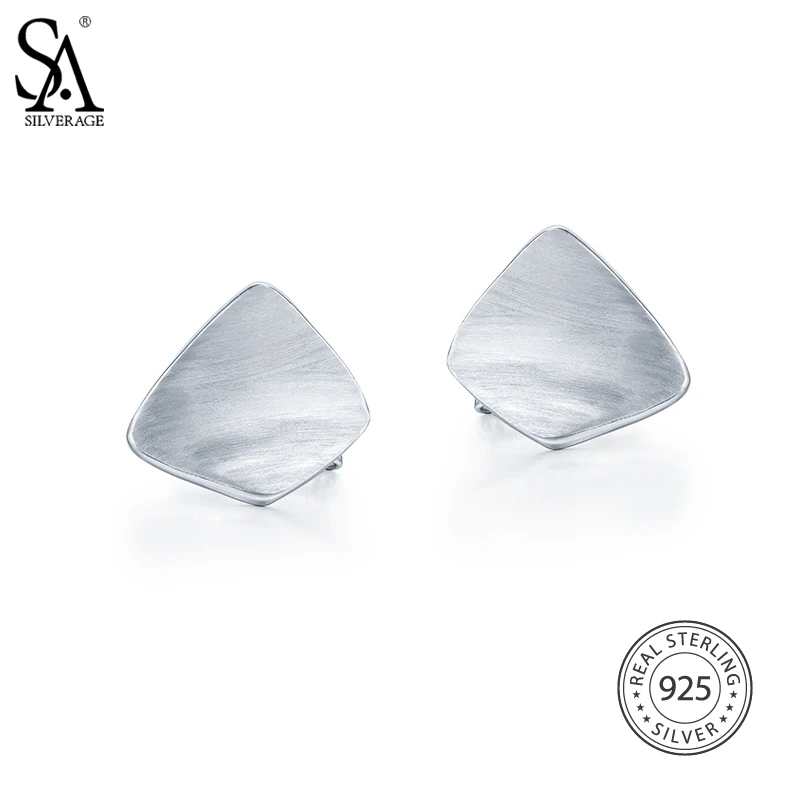 

SA SILVERAGE Fine Jewelry 8.85g/25mm*20mm Geometric 925 Sterling Silver Earring Geometric Party Stud Earrings Fine Jewelry Women