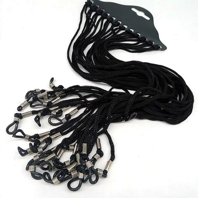 12pcs/lot Black Eyeglass Glasses Sunglasses Neck Cord Strap String Lanyard Holder Adjustable Free Drop Shipping