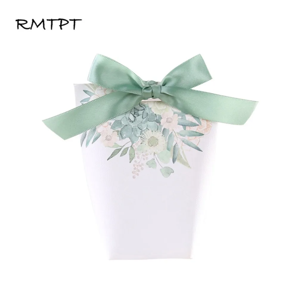 RMTPT 50pcs/lot DIY Customized Wedding Favors Upscale Gift Boxes Paper Baby Shower Favor Boxes pink flowers Candy Box