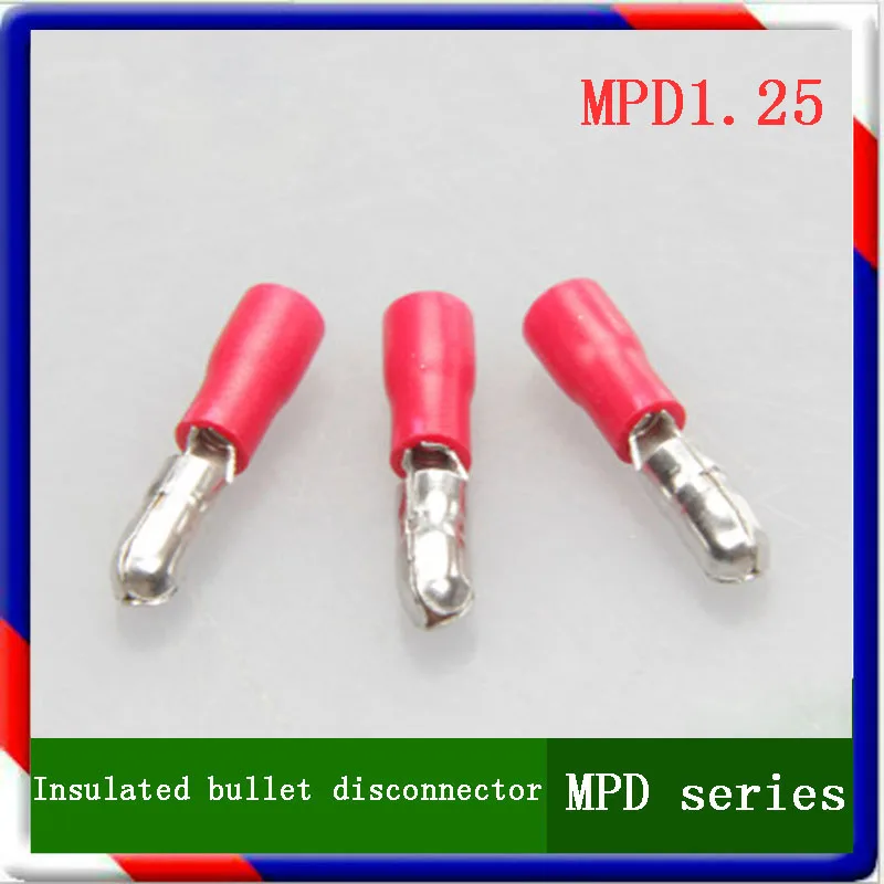 MPD1.25 series 100PCS/Bag blue yellow red  Insulated Bullet terminals Cable Connector wire terminals Pre-insulating disconnector