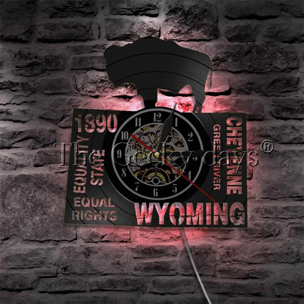 Equanlity State Equal Rights Wyoming Wall Light LED backlight Modern Clock US State Clock Glow in Dark Night Lamp