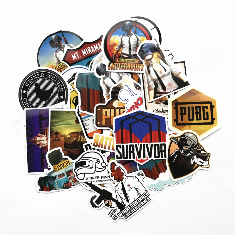 29Pcs/lot Playerunknows PUBG Game Stickers For Snowboard Laptop Luggage Car Fridge Car- Styling Sticker Pegatina