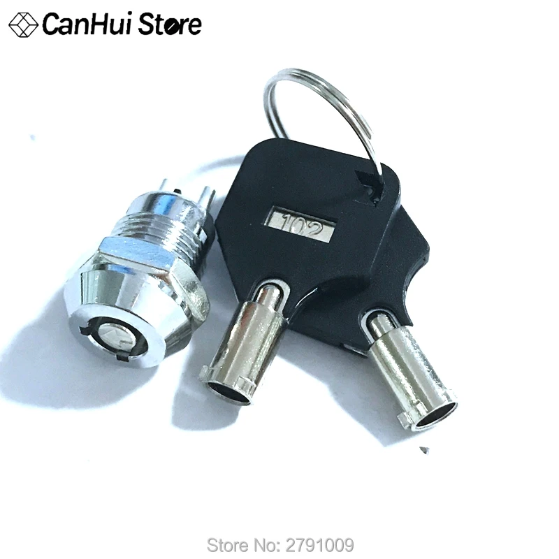 1Pcs 12mm Metal Key Switch 250V ON/OFF Lock Switch KS Electrical Key Rotary Switch with Keys 0.5A Bilateral Key Hole Double New