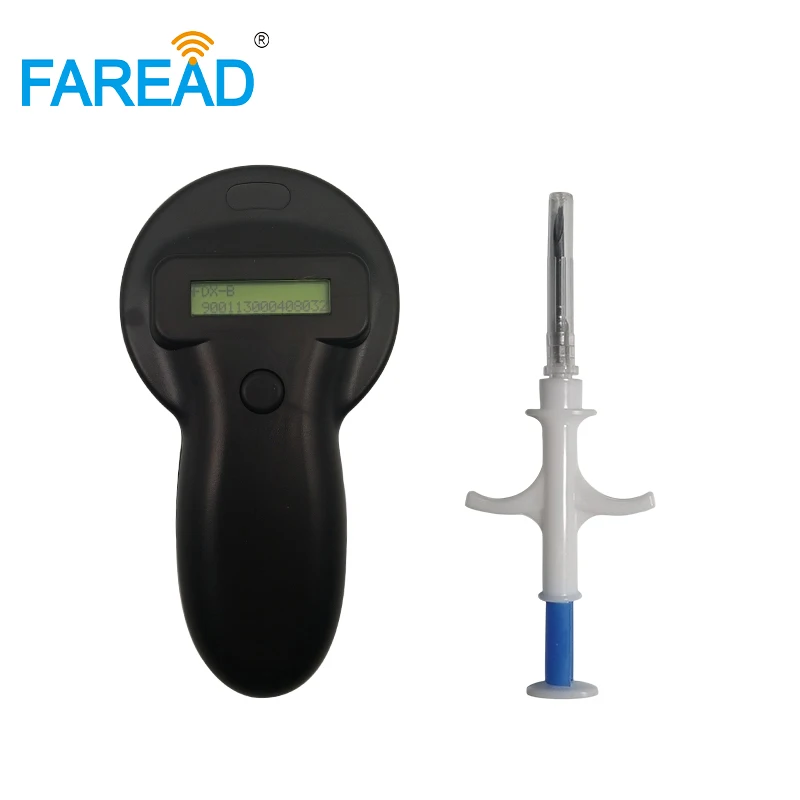 2.12*12mm 134.2KHz Microchips applicator + x1pc  animal ID handheld reader scanner ISO11784/5 FDX-B