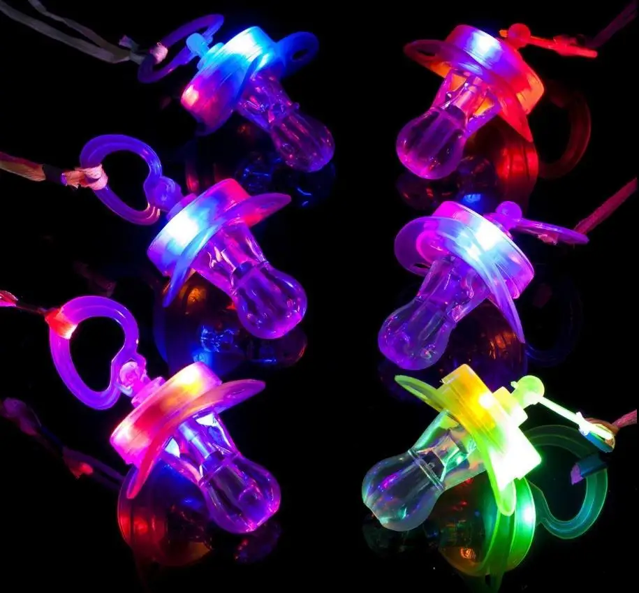 

Light Up Pacifier Nipple Whistle Necklace Colorful Flash Led Whistle Stag Hen Party Cheering Glow Props hiking survival tools