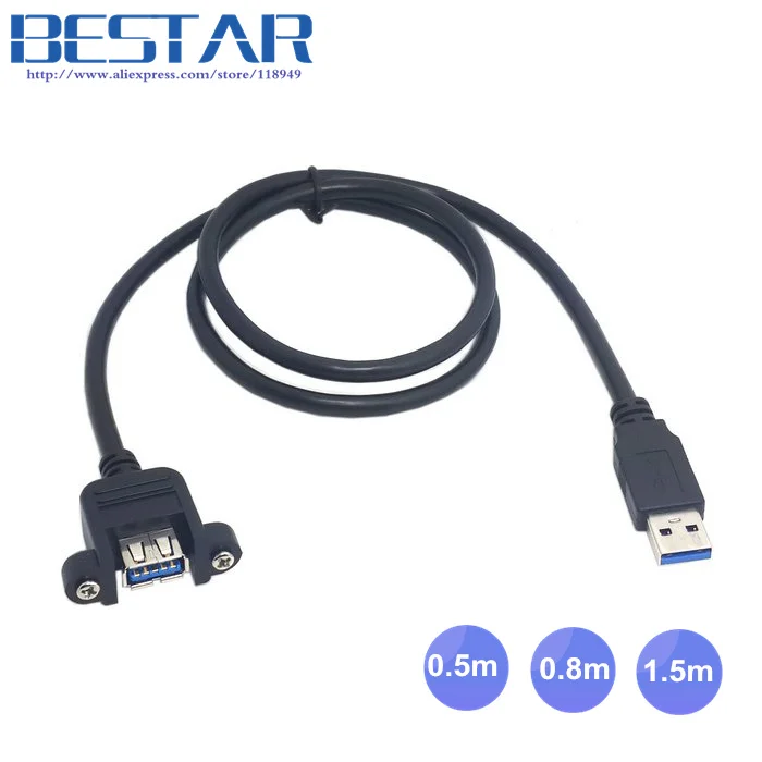 USB3.0 USB 3.0 A TYPE male to Female Extension Cable 0.5m 0.8m 1.5m 50cm 80cm 150cm with w/ Panel Mount screws