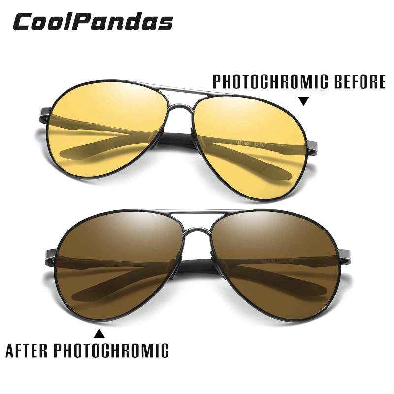 Unisex Aviation Sunglasses Polarized Man Photochromic Day Night Vision Glasses Woman Yellow Lens Chameleon Driving Goggle UV400