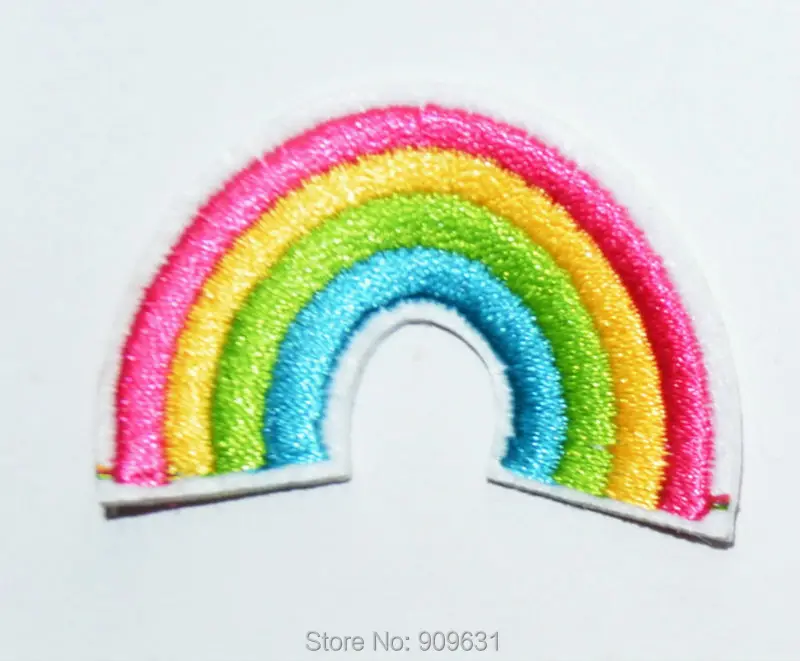 New ! pink yellow green blue Rainbow Patch Embroidered Music Iron on Patch Movie Patches