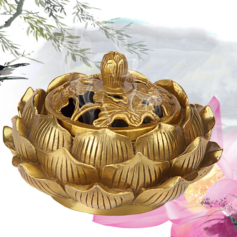 

A pure lotus incense incense Buddhism supplies copper Feng Shui Home Furnishing s ornamentsroom Art Statue