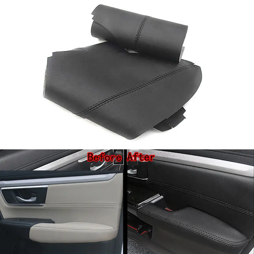 8pcs Car Door Panel Armrest Surface Shell Cover PU Leather Interior Styling Anti-scratch protect Accessories For Honda CRV 2017