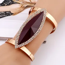 DIEZI Fashion Metal Rhinestone Bangles Women Trendy Resin Crystal Bracelet Smooth Wide Opening Adjustable Bangle 2019 New