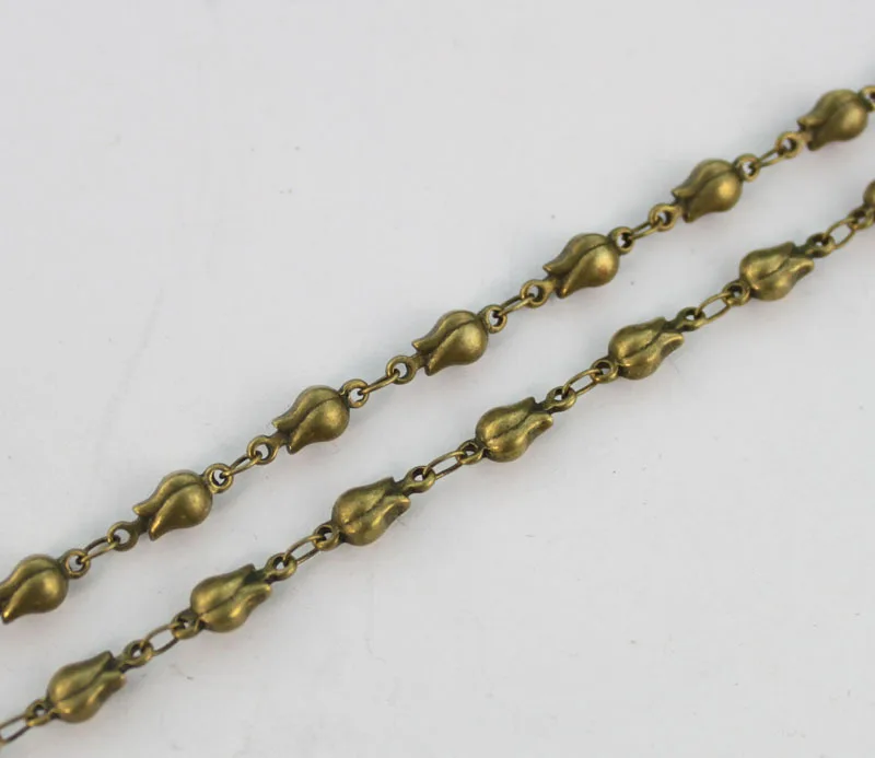 2 Meters of Antiqued bronze rose link handmade chain #22905