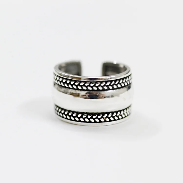 Personality Bijoux Bohemian Vintage Silver Color Large Rings for Women Punk Retro Open Adjustable Antique Ladies Rings