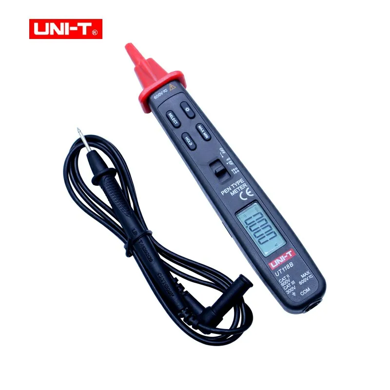 مقياس متعدد رقمي من نوع UNI-T-Pen ، UT118 ، العد ، المسح التلقائي ، وظيفة EF ، مقياس السعة المقاومة ، تيار متردد ، كاشف الجهد المستمر