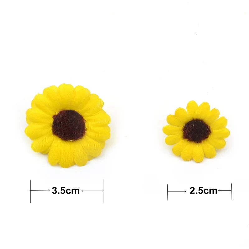 50pcs Mini Silk Sunflower Artificial Flower Head For Wedding Decoration DIY Scrapbooking Wreath Craft Accessories Fake Flowers