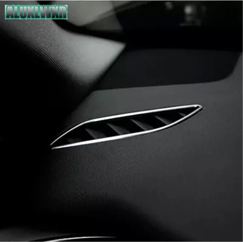 

Car Front Air Conditioning Vents Decal Frame Cover Strip 3D Stickers Trim Air Outlet Stainless Steel Fit for Audi A4 2013-2015