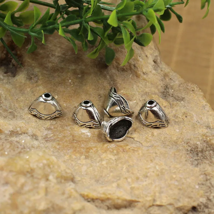 30pcs/lot Alloy Earring Jackets Receptacle 12x8mm Tibetan Silver Earrings Beads Caps Tassel End Caps DIY Jewelry Making Findings