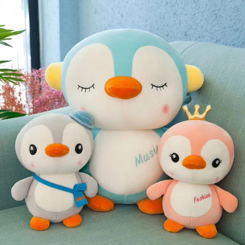 Creative Stuffed Animal Disguise Penguin Plush Toy Doll Headphone Crown Penguin Doll Cute Couple Doll Girl Children Holiday Gift