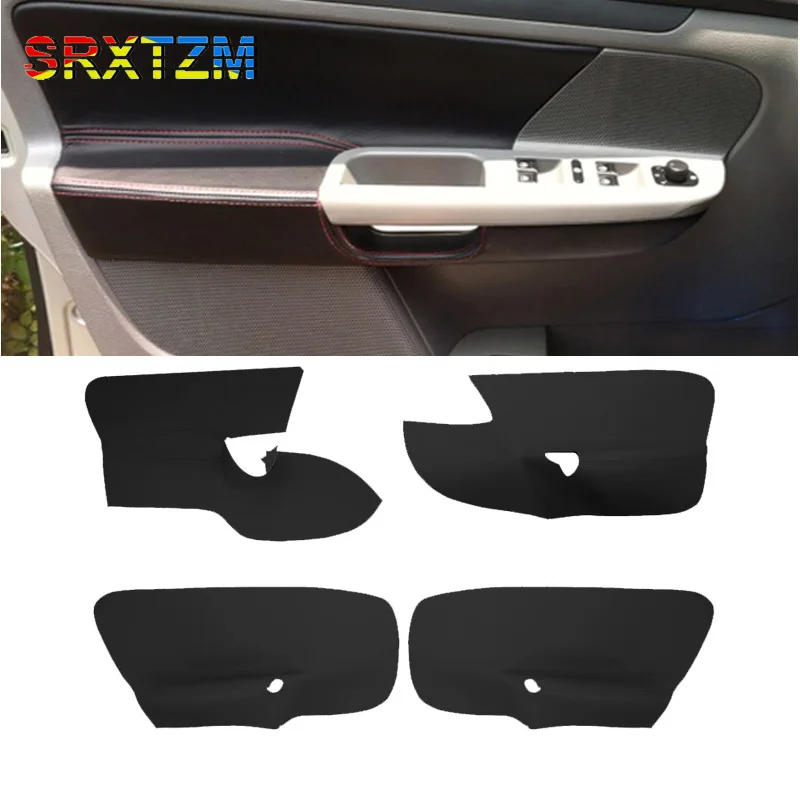 LHD 4PCS Interior Car Door Handle Armrest Panel Microfiber Leather Cover For Volkswagen Golf 5 2005-2010 With Mount Fittings