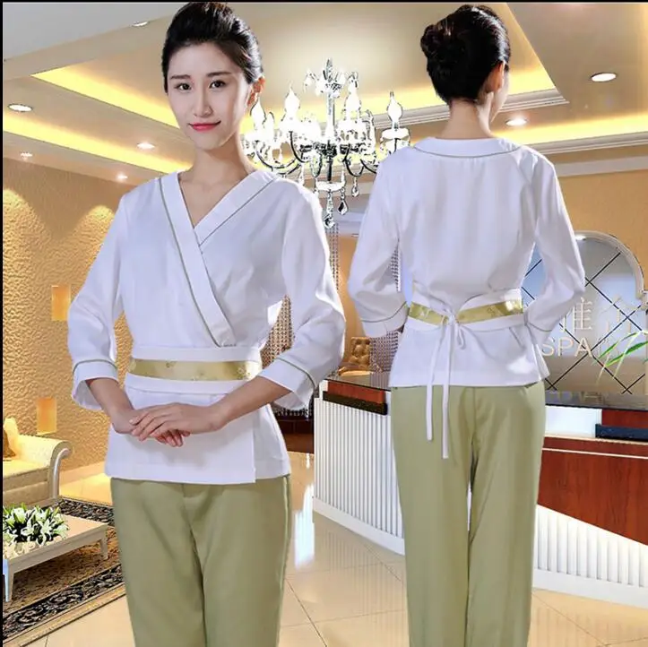 Beautician Uniform Beauty Kimono Workwear Women Pant Suit SPA Spring Thai