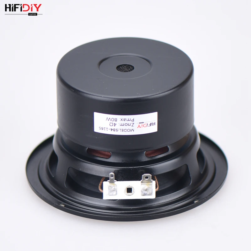 HIFIDIY AUDIO 4.5 inch 80W Round Woofer Speaker High power BASS Home Theater 2.1 Subwoofer Unit 2 Crossover Louspeakers SB4-116S