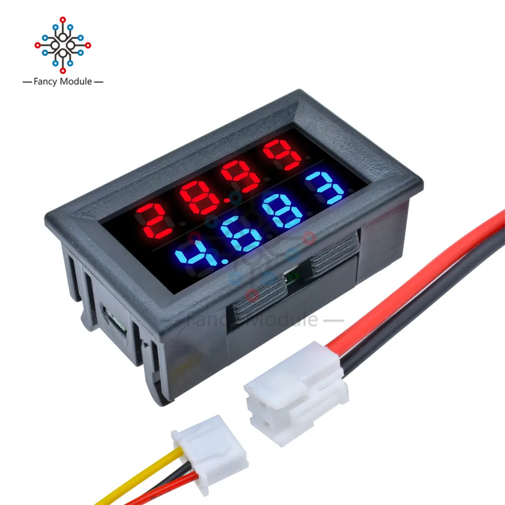 LED Digital DC Voltmeter Ammeter Red Blue LED Dual Display Detector 4 Bit 5 Wires DC 200V 10A Voltage Current Meter Power Supply