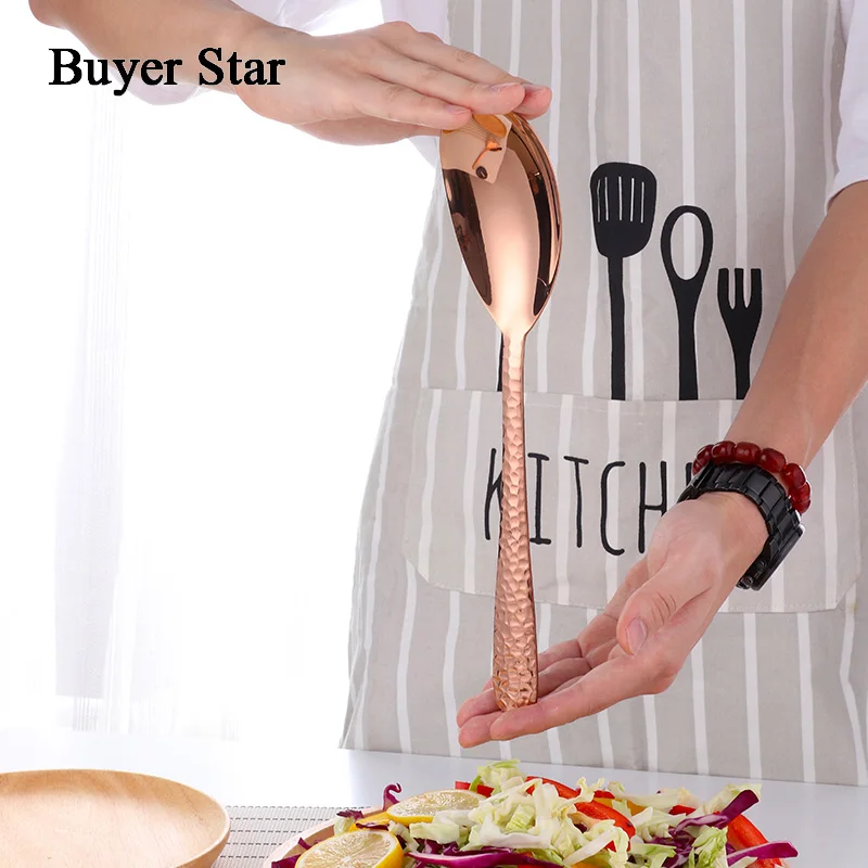 Buyer Star-Juego de vajilla de acero inoxidable para cocina, utensilios de alta calidad, vajilla de gran tamaño para ensalada y cuchara