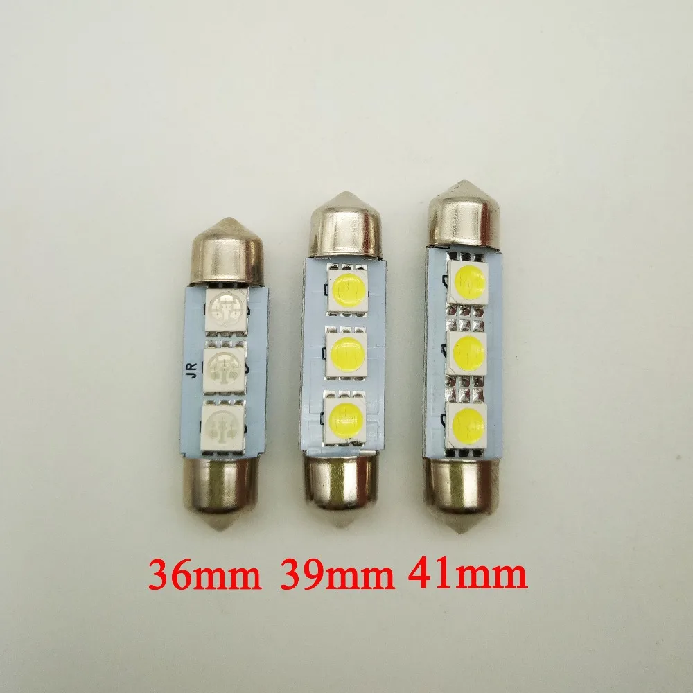 200pcs Festoon 5050 3SMD 36mm/39mm/41m Car LED bulbs 24V 12V White/blue /red FT C5W Car styling Interior Door Dome reading light