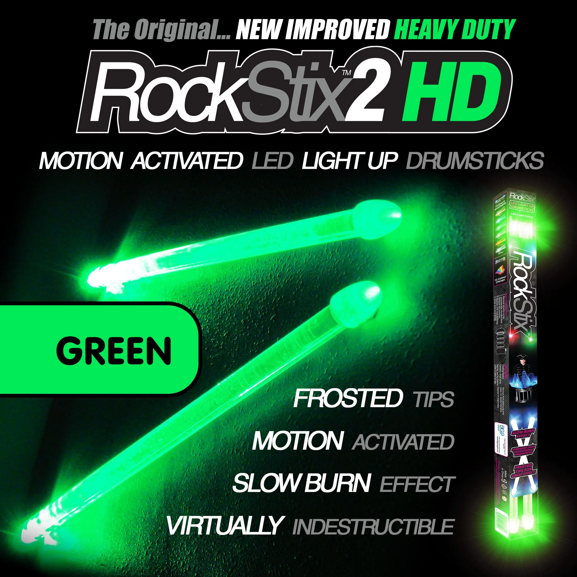 Rockstix 2 HD Bright LED Drumsticks with 7 Individual Color Available, Firestix Upgradte to RockStix