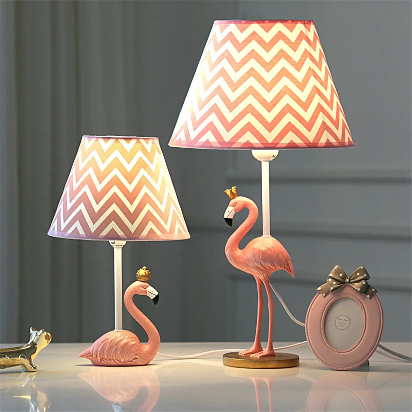 

Pink Flamingo LED Table Lamps Princess Room Bedroom Bedside Dimming Table Lights Wedding Room Gift Girl Study Room Decor Fixture