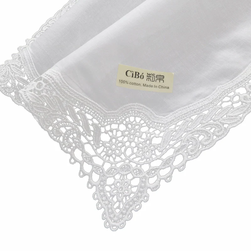 A009 White 100% cotton 100 pieces/pack 30x30cm Lace handkerchiefs  blank crochet hankies for women/ladies wedding gift