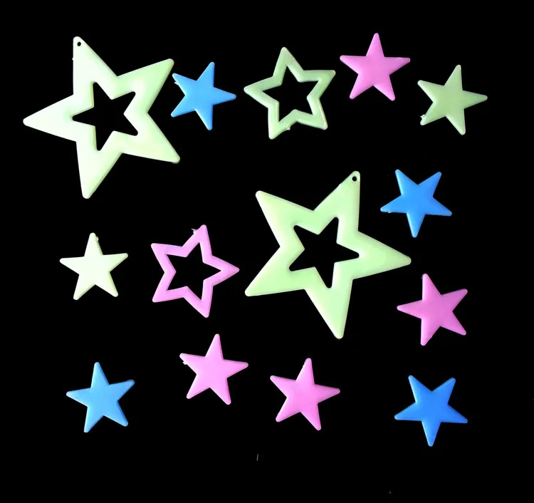 Fashion Color Pvc Plastic Empty Stars Luminous Fluorescent Plate Stereo Gifts For Children Cartoon Animation Wall Posters 2021