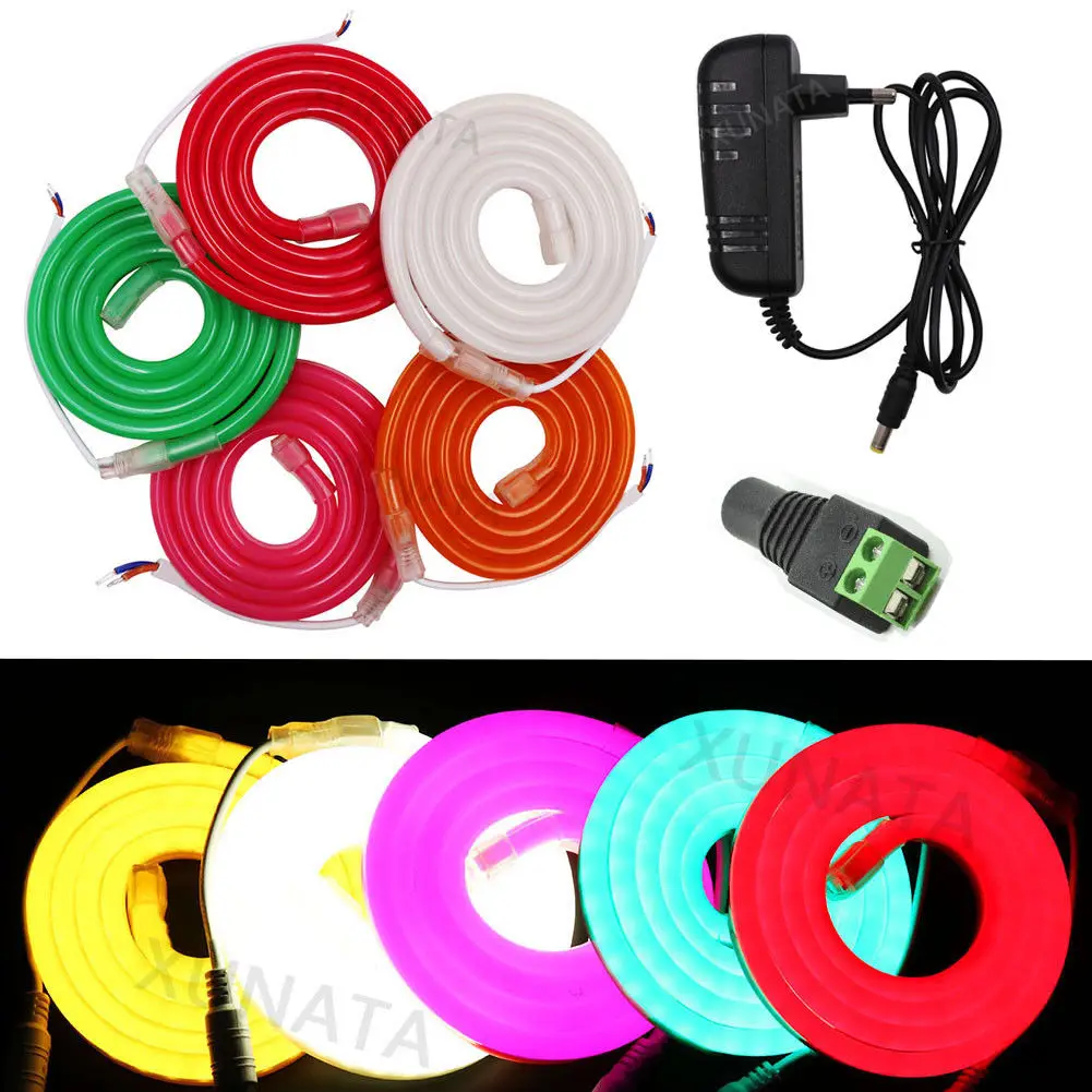 12V Neon LED Strip Light SMD2835 120LED/M High Safety IP68 Waterproof Outdoor Decorative Flexible Light DC12V Power adapter