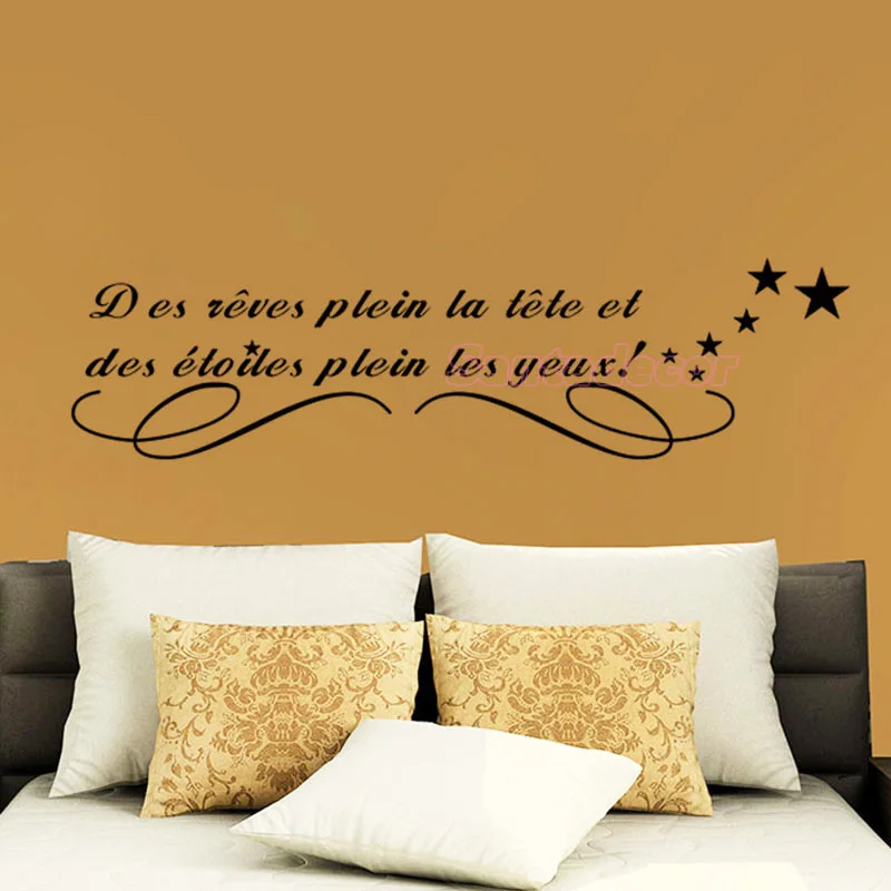 French Quote Des Reves Plein La Tete Vinyl Stickers Wall Art Decals Living Room Decor Poster Nursery House Decoration Wallpaper