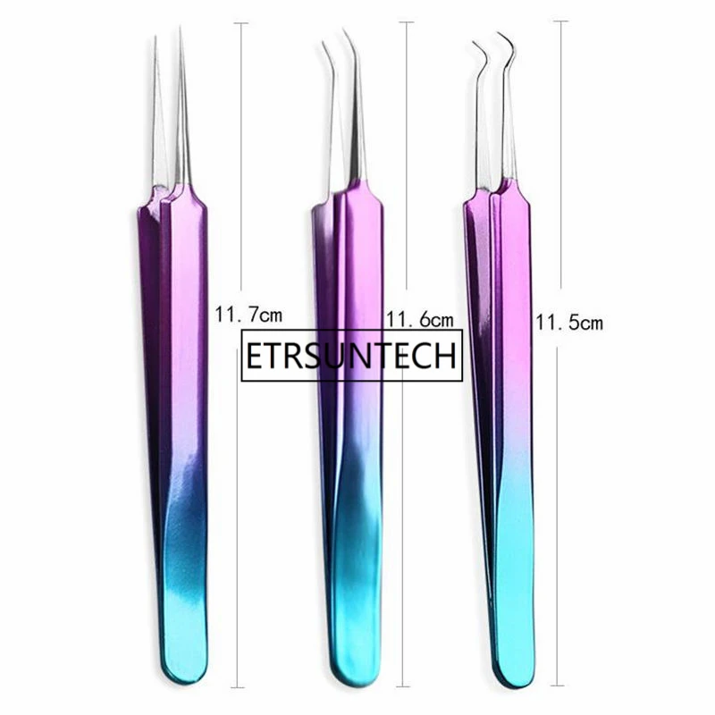 Stainless Steel Blackhead Acne Blemish Pimple Extractor Remover Needles Process of plating color titanium Clip Tweezer F1291