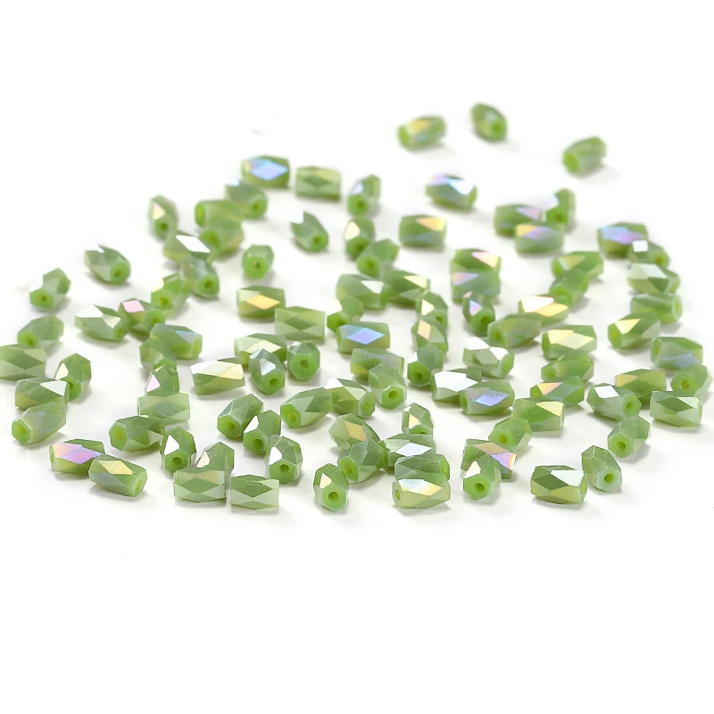 Grass Green AB 50pcs 2*4mm Cylinder Crystal Beads Austria Crystal 18 Cutting Faces Loose Beads Charm Glass Beads DIY Crafts C2