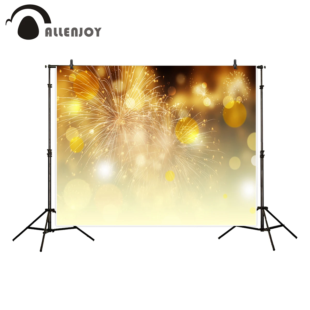 Allenjoy photography backdrop yellow glitter Firework bokeh halo new year background photo studio photocall professional