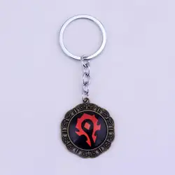 dongsheng Game Jewelry World of Warcraft WOW Glass Cabochon Keychains Vintage Metal Alloy Keyring Key Chain For Men Boys Gifts