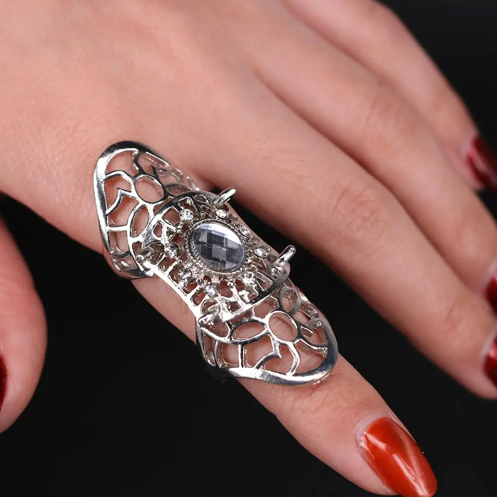 New 1 Pcs Cool Full Finger Claw Rings for Women /Men Fashion Jewelry Hollow Punk Rock Scroll Joint Crystal Ring for Party