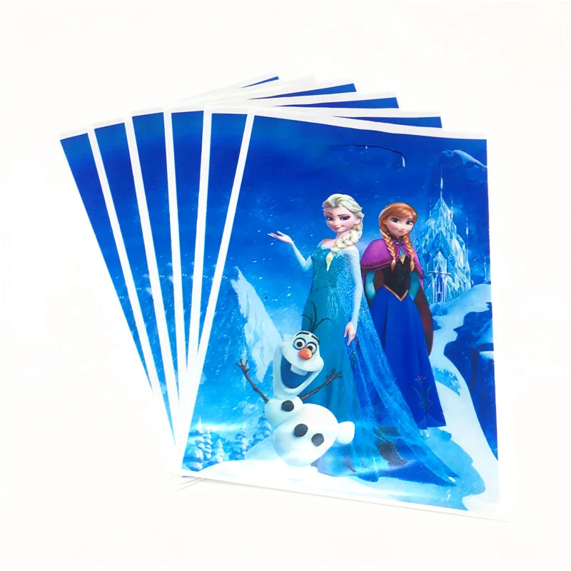 Disney Frozen Princess Elsa Anna Theme Plastic Bag Loot Bag for Candy Jewelry Birthday Small Gift Bag Decoration Supply 10pcs