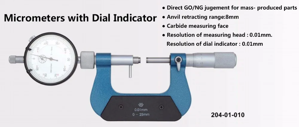 XIBEI 0.01mm Micrometers with Dial Indicator 0-25mm 25-50mm jugement for mass- produced parts outside micrometer