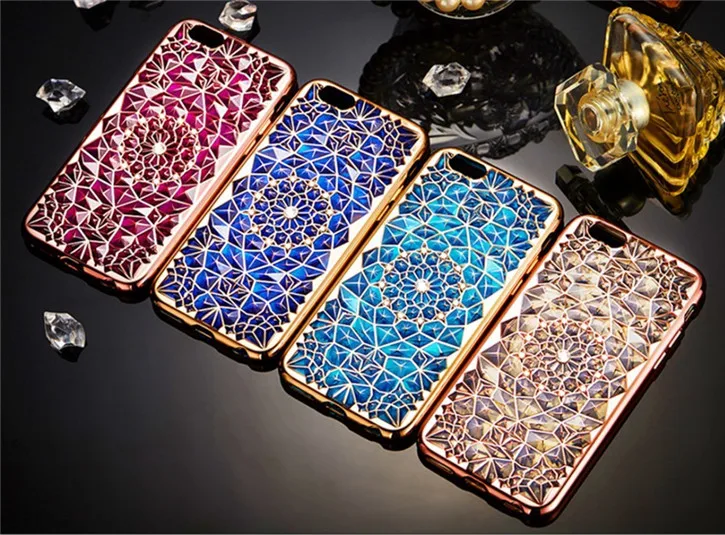 100 pcs Sunflower Diamond Bling Phone Shell For iPhone 7 5s se 6 6s 6Plus 6sPlus 5 7Plus Crystal Plating TPU Back Cases Cover